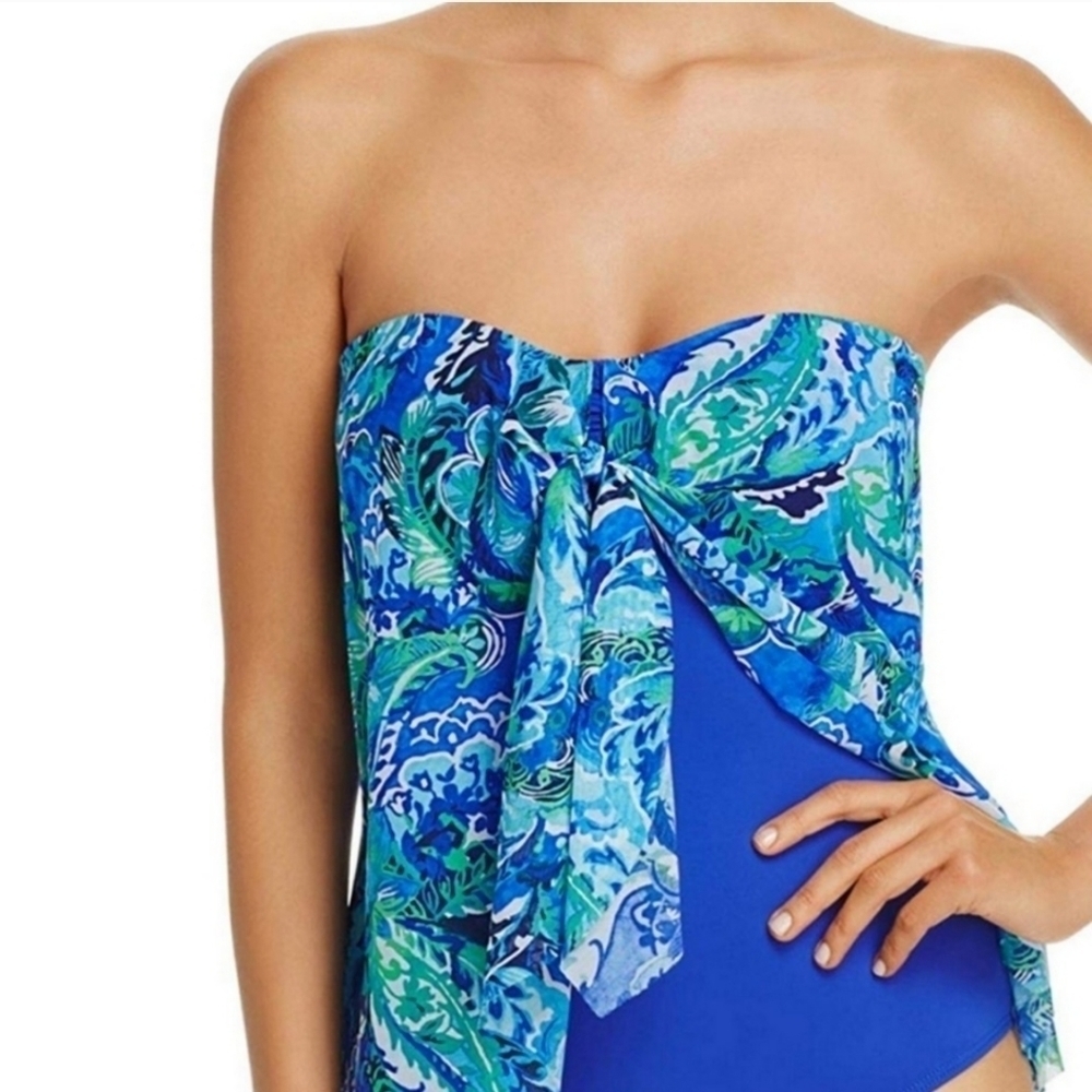 RALPH LAUREN flyaway one piece bandeau swimsuit 10